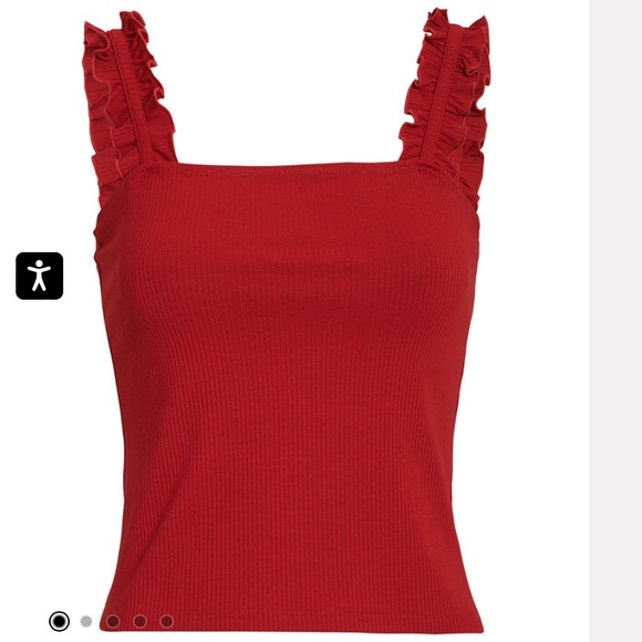 INTERMIX Tops - Intermix Red shirt ruffle straps, ribbed knit, size‎ medium